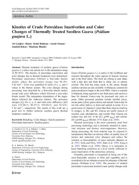 Kinetics of Crude Peroxidase Inactivation and Color Changes of ... - raincitystudios.com