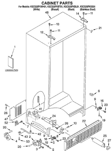 KITCHENAID KSCS25FKBL01 PARTS LIST Pdf Download