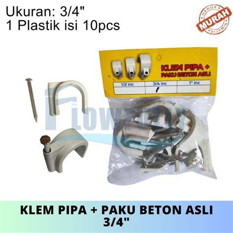 Klem Pipa PVC + Paku Beton Dumbo 1/2" 3/4" 1" Clam Clamp … - raincitystudios.com