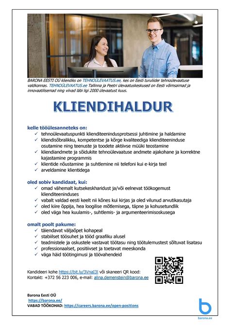 KLIENDIHALDUR (Kristina) CV-Online Estonia OÜ - cv.ee