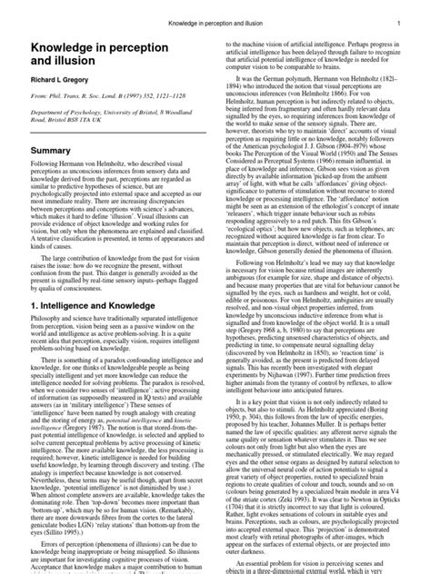 Knowledge in perception and illusion - Richard Gregory - muktibox.com