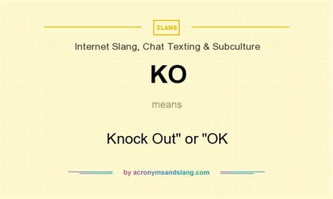 KO - What does KO Stand For in Internet Slang, Chat Texting