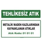 KODU ADI FAALİYET; 01 01 01 : Metalik maden kazılarından kaynaklanan atıklar: ARA DEPOLAMA,TEHLİKELİ ATIK GERİ KAZANIM : 15 02 03 : 15 02 02 dışındaki emiciler, filtre malzemeleri, temizleme bezleri, koruyucu giysiler: ARA DEPOLAMA , TEHLİKESİZ ATIKLAR TOPLAMA AYIRMA:Kontamine Atık Kodu 15 02 02 Ürünün ilk açılışta verilen fiyatı.