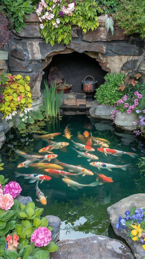 koi pond for relaxing #koiponds #koifish #fish #ikanhias #koi - raincitystudios.com