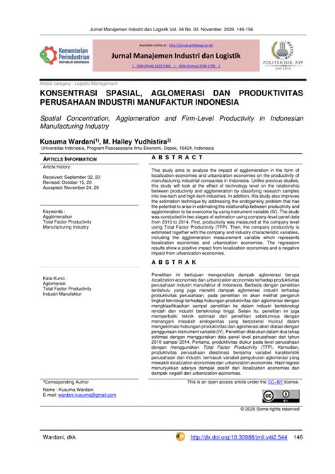KONSENTRASI SPASIAL, AGLOMERASI DAN PRODUKTIVITAS PERUSAHAAN INDUSTRI ... - wintechmobiles.com