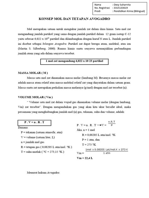 Konsep Mol dan Tetapan Avogadro - wintechmobiles.com