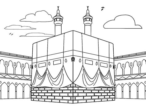 Kaaba Coloring Pages Islamic Design Printable Ramadan Activity Islamic