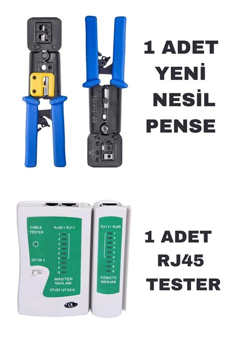 Kablo Test Cihazı + RJ11-RJ12-RJ45 Çakma Pensesi Set (4172).