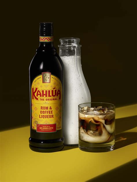 Kahlua and milk. 1 part Absolut Vodka. 1 part Espresso. 2 parts Milk Of Your Choice. Ice Cubes. 30 ml Kahlúa. 30 ml Absolut Vodka. 30 ml Espresso. 60 ml Milk Of Your Choice. Ice Cubes. 