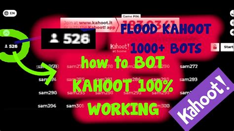 Quick Start Guide. Uzip the file, open the program ( flooder-win.exe ) , Folow the instructions in the program to use it ;) About. Flood Kahoot games with bots and scare your teachers. This software can send ~2000 bots to a Kahoot game. It is easy to use and doesn't need any installing.