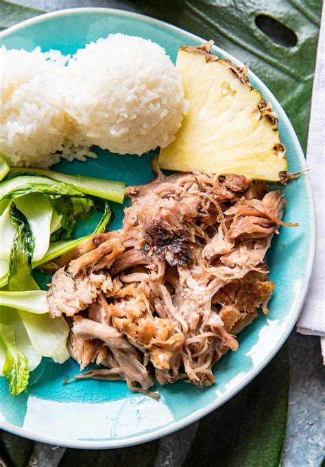 Kailua pork. Oven. Preheat your oven to 225℉. Place the pork roast in a 6-7 quart oven safe pot or roasting pan. Rub all over with salt and drizzle on the Liquid Smoke. Cover with the lid, or in a roasting pan cover the pork tightly with foil. Cook for 8-9 hours or until the meat shreds easily. 