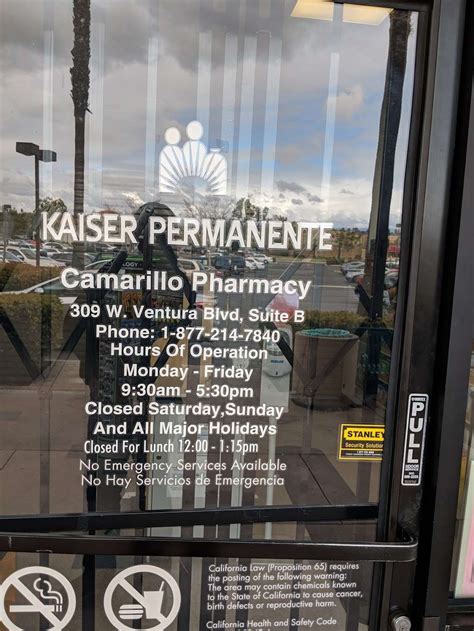 Kaiser Permanente Pharmacy #888 a provider in 309 W Ventura Blvd Ste B Camarillo, Ca 93010. Phone: (877) 214-7840 Taxonomy code 3336C0003X with license …. 