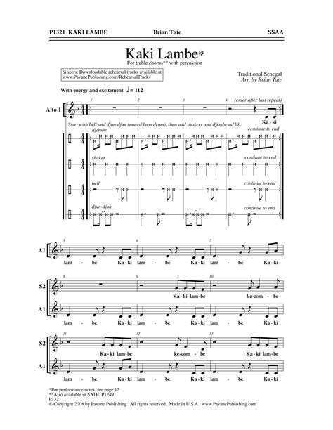 Kaki lambe satb choral sheet music. - The curious researcher by bruce ballenger.