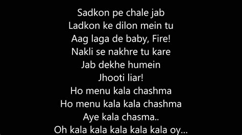 Kala chashma  lyrics YouTube. 