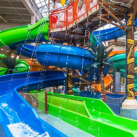 Explore the array of family vacation activities featured in Kalahari Resort and Convention's indoor waterpark. As Midwest's Largest Indoor Water Park, you will find tube waterslides, body slides, family raft rides, a wave pool, lazy river, water coaster, water play structure, activity pools, toddler zero depth entry activity pools, swim up bars, hot tubs and spas, …