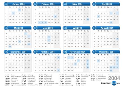 Kalender 2004