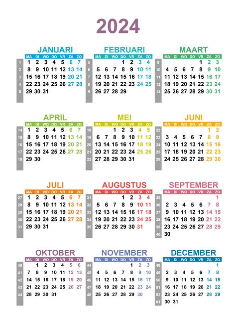 Kalender 2024. Kalender / almanak for 2024 med uger og ugenumre, helligdage, røde dage, flagdage, navnedage, fridage og datoer for påske, pinse og jul. 