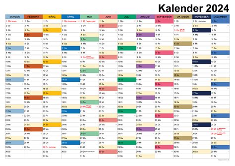 Kalenderwochen 2024 - Kalender mit Kalenderwochen