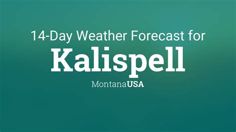 Kalispell weather 15 day forecast. 16mph NE. A 30 percent chance of rain. Mostly cloudy, with a high near 61. Northeast wind 14 to 16 mph, with gusts as high as 22 mph. A 40 percent chance of rain. Mostly cloudy, with a low around 43. East northeast wind 6 to 14 mph becoming north northwest after midnight. 