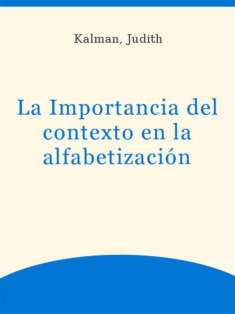 Kalman J Importancia del contexto en laalfabetizacion pdf