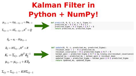 Kalman filter github python.  NumPy: Handles the high-performance matrix operations...