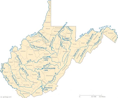 Kanawha River Map - Stream - West Virginia, United …