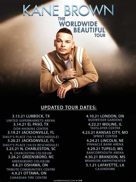 Find information on all of Kane Brown’s upcoming concerts, tour dates and ticket information for 2023-2024. Unfortunately there are no concert dates for Kane …. 