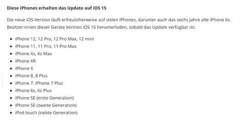 Kann man das iPhone 6 noch auf iOS 15 updaten - Apple Inc.