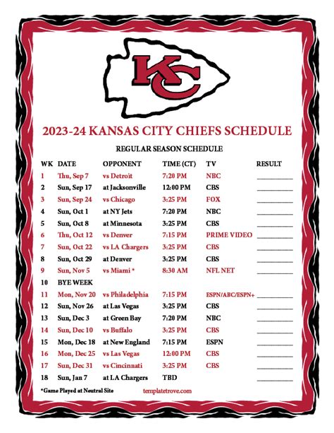 Kansas City Chiefs Football Schedule 2024 - 49ers 2024 Schedule