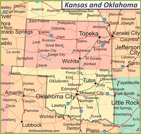 Kansas is bordered by Nebraska on the north and Oklahoma