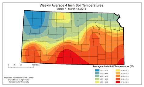Soil temperatures in the low teens or single digits occurred mostly in northwest Kansas, but were also present in parts of southwest and central Kansas. Figure 3. Lowest air temperatures (upper panel) and soil temperatures (lower panel) measured in the period between the last time a 32°F measurement occurred and February 17, 2021.. 
