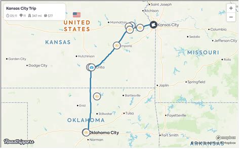 The total driving distance from Oklahoma City, OK 
