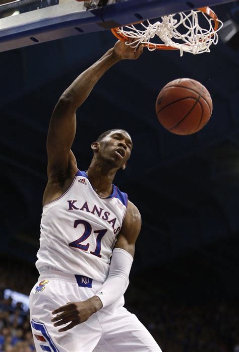 Kansas embiid. Joel Embiid holds up 10 fingers after Kansas clinched its 10th straight conference title in late February. The Wichita Eagle. On a summer day in 2012, a basketball instructor named Mike Lee ... 
