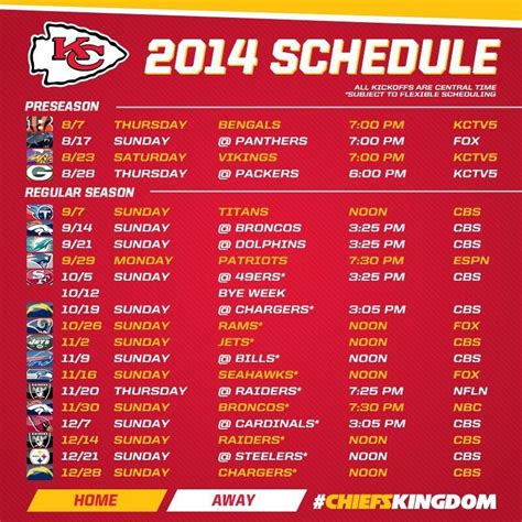 *available in select markets . Watch Kansas City Chiefs Games Live on NFL+. Throughout the season, the NFL's new app, NFL+, will be streaming live NFL games and replays. Starting at $7 per month .... 