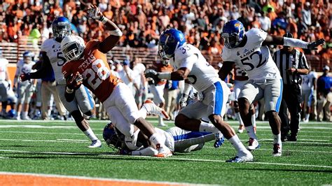 Kansas game time. Texas (4-0, 1-0) vs. Baylor (4-0, 1-0) • The University of Texas continues its 131st season of football on Saturday when the Longhorns welcome Kansas to open the home portion of the Big 12 Conference schedule. • Texas is ranked in the top five of both the AP (No. 3) and Coaches (No. 5) polls for the first time since 2010 (Week 2). 