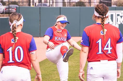 Kansas jayhawk softball. Other Sports KU volleyball tops TCU for 3-1 road win October 22, 2023. The Kansas volleyball team continued its strong start to Big 12 Conference play Sunday afternoon, knocking off TCU at ... 