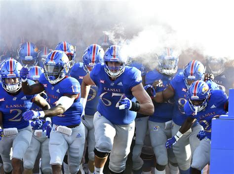 Kansas football returns to action on Saturday, Oct. 28, hosting Oklahoma at 11 a.m. CT on FOX for its Homecoming game, the Big 12 announced Monday. October 14, 2023 🏈 No. 23 Kansas Edged by Oklahoma State 39-32. The Oklahoma State Cowboys defeated the Kansas Jayhawks 39-32 on a windy Saturday afternoon inside Boone Pickens Stadium in ... . 