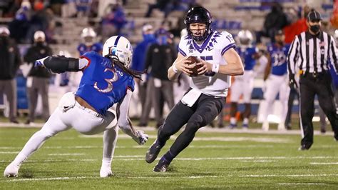 TCU vs. Kansas betting odds . Spread: TCU -7 ; Over/under: 67.5; ... The Jayhawks' last victory against a ranked team was a 28-25 victory against No. 15 Georgia Tech on Sept. 11, 2010.. 