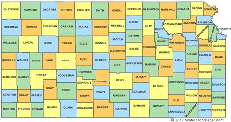 Kansas map counties. Capital: Topeka. Area: 82,278 sq mi (213,100 sq km). Population: ~ 2,950,000. Largest cities: Wichita , Overland Park , Kansas City , Olathe, Topeka, Manhattan , Lenexa, Salina, Lawrence, Shawnee, Hutchinson, Leavenworth, Leawood, Derby, Prairie Village, Hays, Dodge City, Garden City, Junction City, Emporia, Liberal. Abbreviations: KS. 