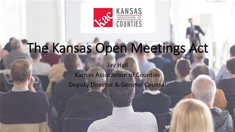 Kansas Open Meetings Act K.S.A. 75-4317 et seq. • K.S.A. 19-218 - Every board of county commissioners "shall sit with open doors, and all persons conducting in an orderly manner may attend their meetings .... ' • First adopted in 1868; last amended in 1923 • KOMA adopted in 1982; provides rules that. 