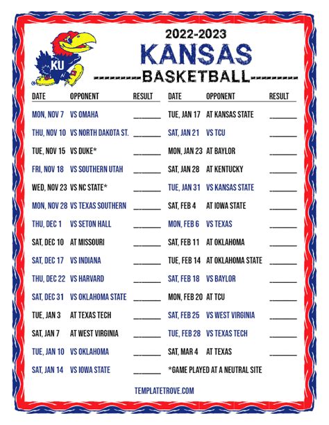 Kansas schedule 2023. Things To Know About Kansas schedule 2023. 