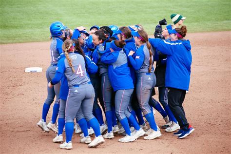 Story Links. Thursday’s first-round game of the 2023 Phillips 66 Big 12 Softball Championship between Kansas and Oklahoma State was postponed due to inclement weather in the top of the fourth inning with No. 6-seeded KU leading No. 3-seeded OSU 3-1. The game will resume Friday, May 12 at 10 a.m. CT on Big 12 Now on ESPN+.. 