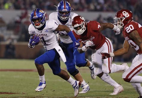 Game summary of the Kansas Jayhawks vs. Oklahoma Sooners NCAAF game, final score 42-52, from October 15, 2022 on ESPN.. 