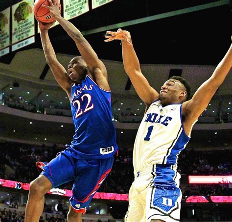 Nov 16, 2022 · Click here to view No. 6 Kansas vs. No. 7 Duke box score. 5:15 am, November 16, 2022. No. 6 Kansas takes care of No. 7 Duke, 69-64. The second game of the 2022 Champions Classic featured another ... . 