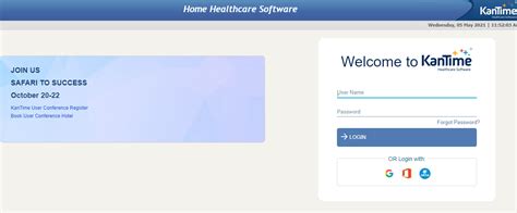 KanTime Home health-Login. Home Healthcare Software. Last Refreshed: Welcome to. User Name. Password. Forgot Password? OR Login with:.