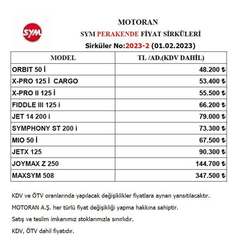 Kanuni motor fiyat listesi 2018