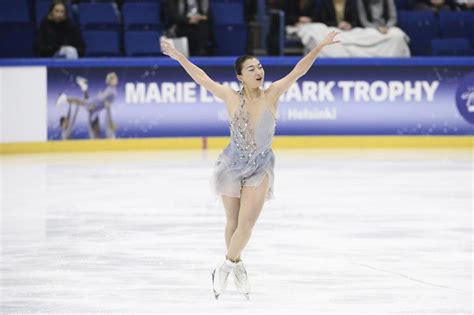 Kaori Sakamoto leads the women’s short program at figure skating’s Grand Prix Espoo