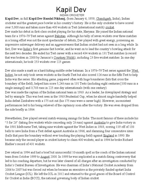 Kapil dev history pdf