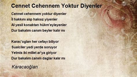 Karacaoğlan Cennet Cehennem Yoktur diyenler şiiri YouTube. 