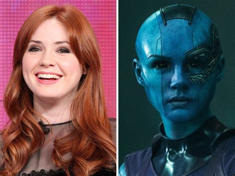 Karen gillan nebula. Shaved her head completely bald to play Nebula in Guardians of the Galaxy (2014). Marvel Studios subsequently turned her shaved hair into a wig and presented it to her as … 
